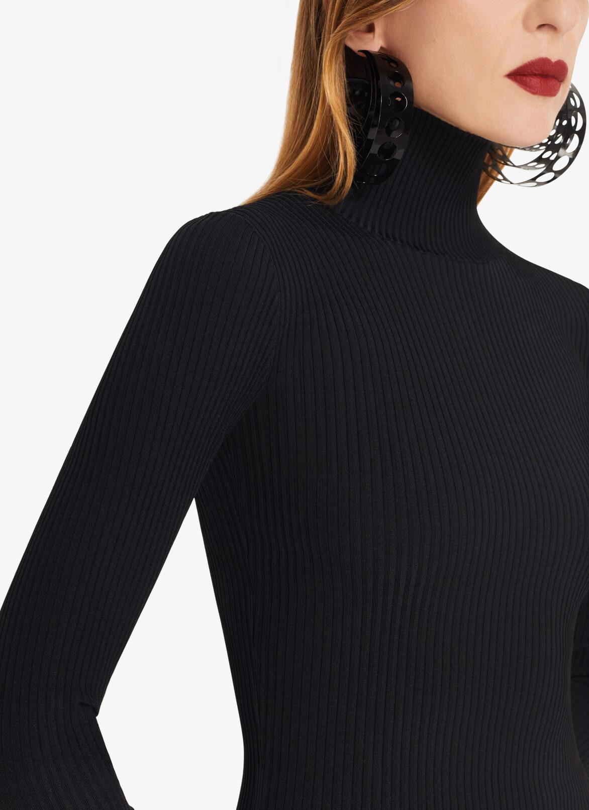Turtleneck Ribbed Dress ALAÏA BLACK TURTLENECK RIBBED DRESS